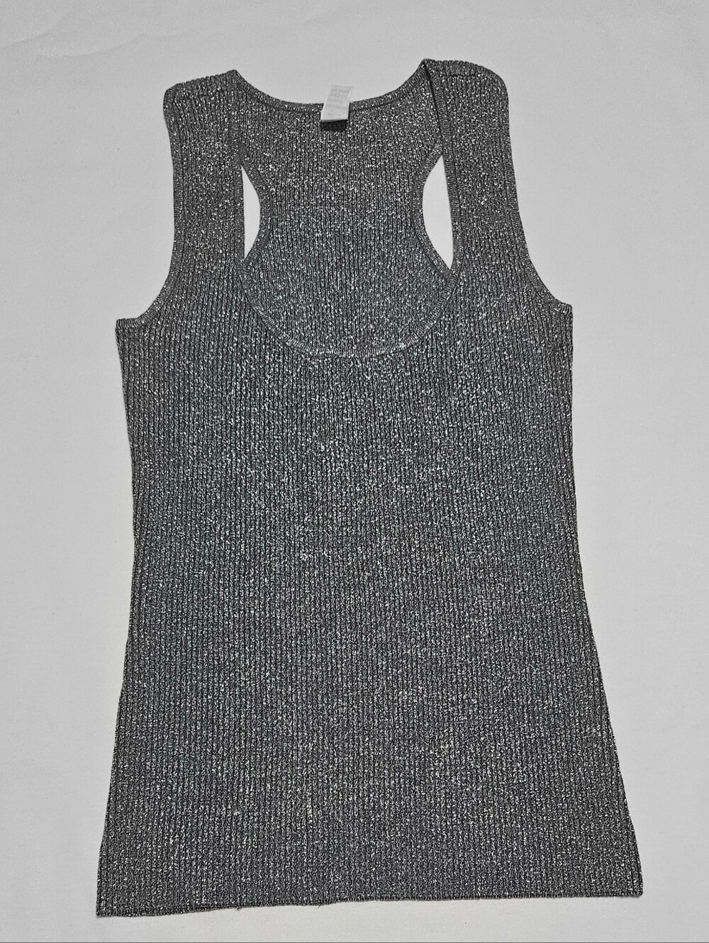 Anemone Metallic Ribbed Racerback Tank - Black
